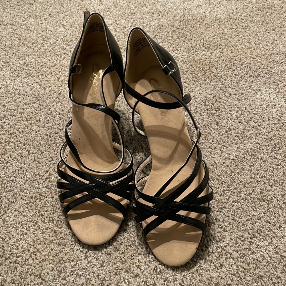 Capezio Black and Tan Strappy Heels